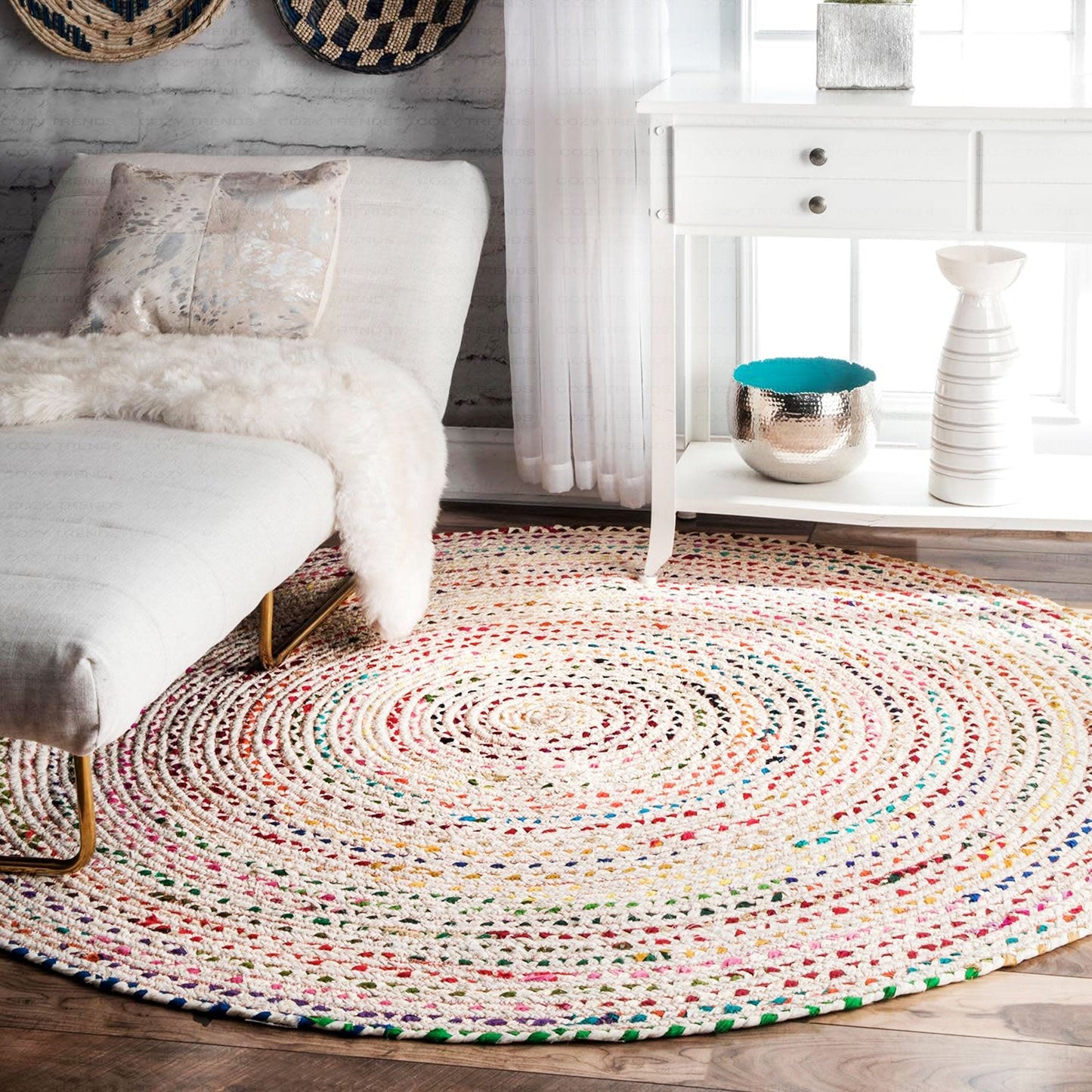 Chindi Rug Area Rag Home Decor Bohemian Indian Carpet Floor Decor Cotton Rug Living Room Rug Bathroom Rug