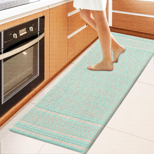 Cotton Woven Anti-Fatigue Cushioned Kitchen Mat Runner Working Mat Runner Rug Anti Slip (18''x48'') Comfort and Style