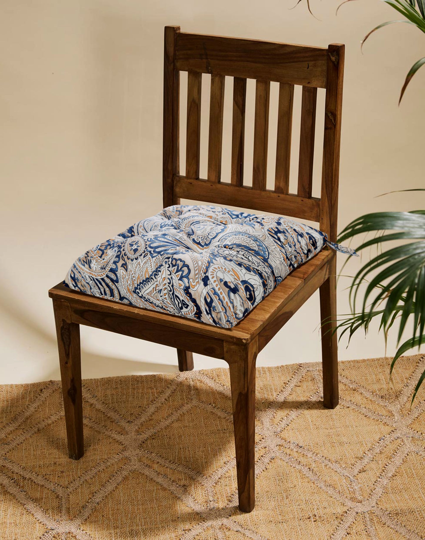 Cotton - Comfortable Chair Pads Cushions with Ties ,Thick Cotton Filling, for Dining | Office | Kitchen | Home | Living Room 16”x16'' | 3'' Thick