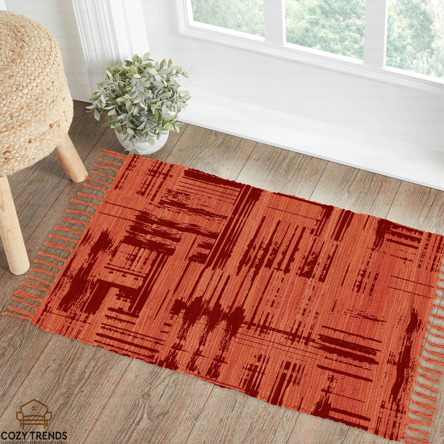 Cotton Printed Hand Woven Area Rug Rag for Hallway | Kitchen | Living Room - 24''x36'' | 2'x3'