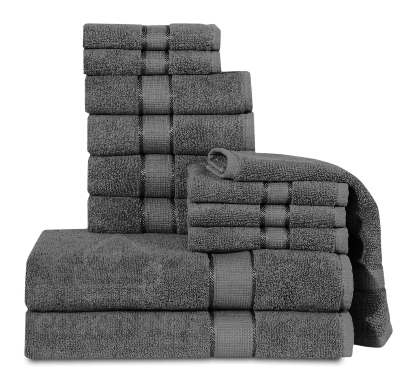 100% Ringspun Cotton Absorbent 600 GSM 12PC Bathroom Towel Set
