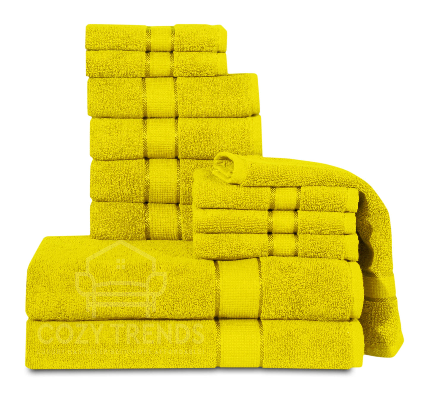 100% Ringspun Cotton Absorbent 600 GSM 12PC Bathroom Towel Set