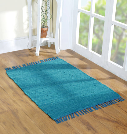 Cotton Rag Rug 24x36'' | 2x3' Multicolor Area Rugs- Hand Woven Washable & Reversible for Living Room Kitchen Entryway Throw Rug with Tassel