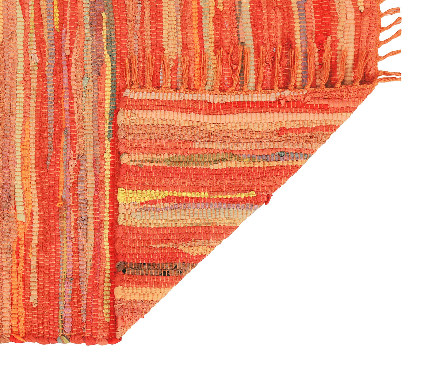 Handcrafted Vibrant Cotton Rug 24x36" – Washable, Reversible, with Tassels for Any Room - 24''x36''