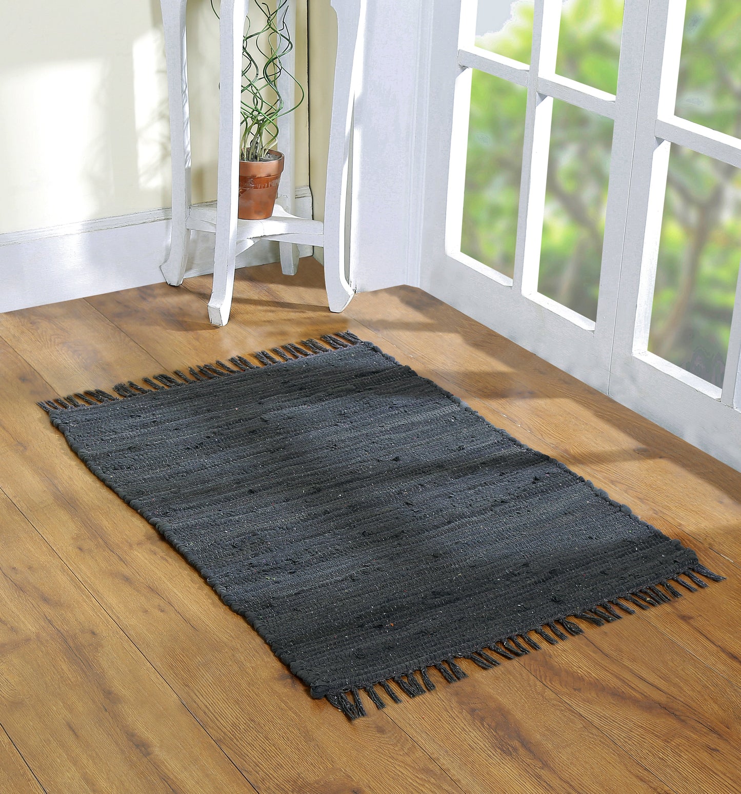 Cotton Rag Rug 24x36'' | 2x3' Multicolor Area Rugs- Hand Woven Washable & Reversible for Living Room Kitchen Entryway Throw Rug with Tassel