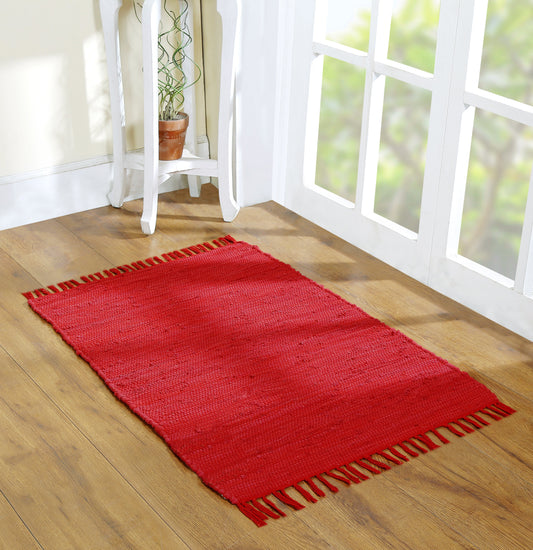 Cotton Rag Rug 24x36'' | 2x3' Multicolor Area Rugs- Hand Woven Washable & Reversible for Living Room Kitchen Entryway Throw Rug with Tassel