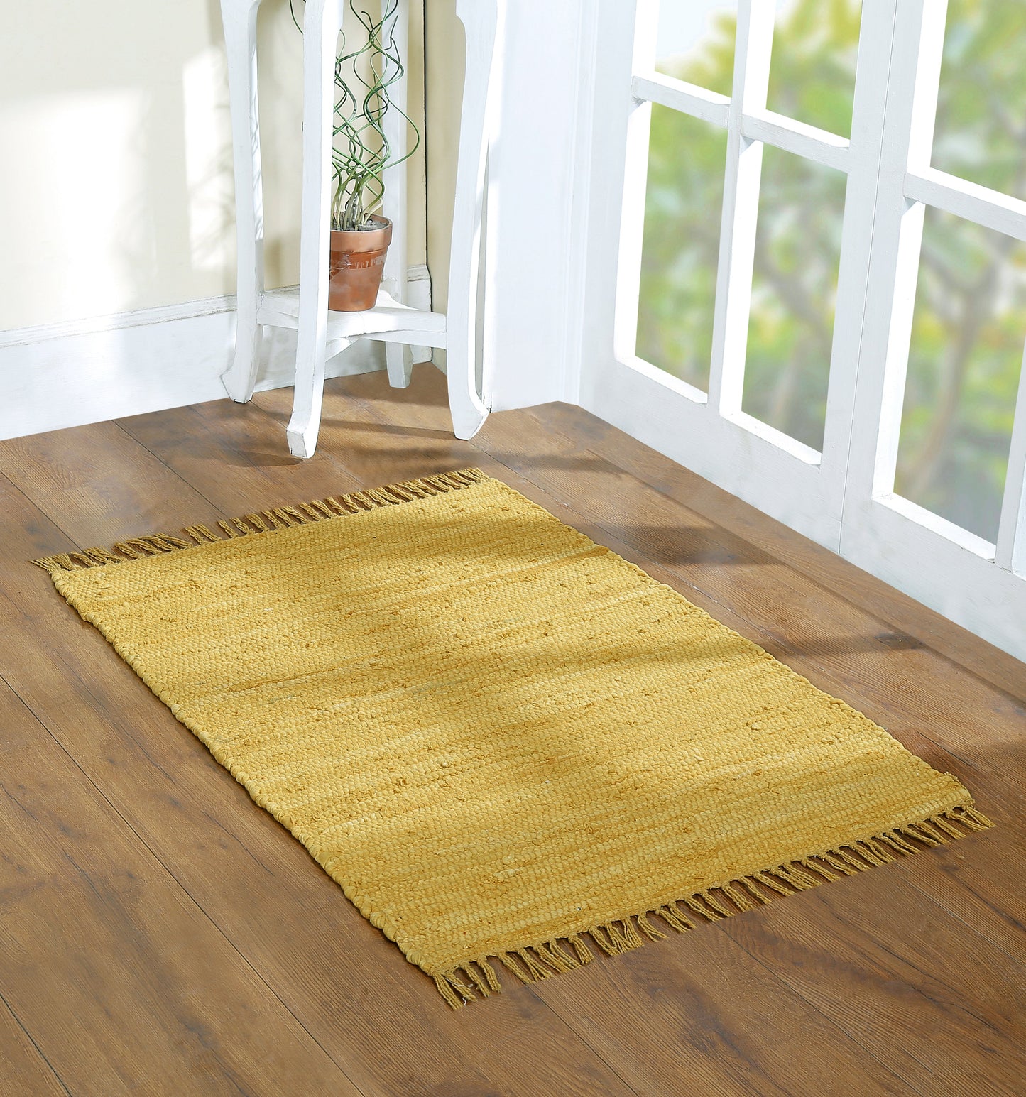 Cotton Rag Rug 24x36'' | 2x3' Multicolor Area Rugs- Hand Woven Washable & Reversible for Living Room Kitchen Entryway Throw Rug with Tassel