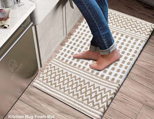 Luxurious Woven Cotton Cushioned Thiclk Kitchen Mat Rug - Anti-Fatigue, Anti-Skid - 18''x30''