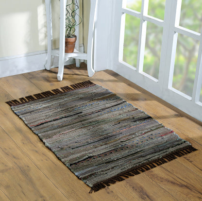 Handcrafted Vibrant Cotton Rug 24x36" – Washable, Reversible, with Tassels for Any Room - 24''x36''