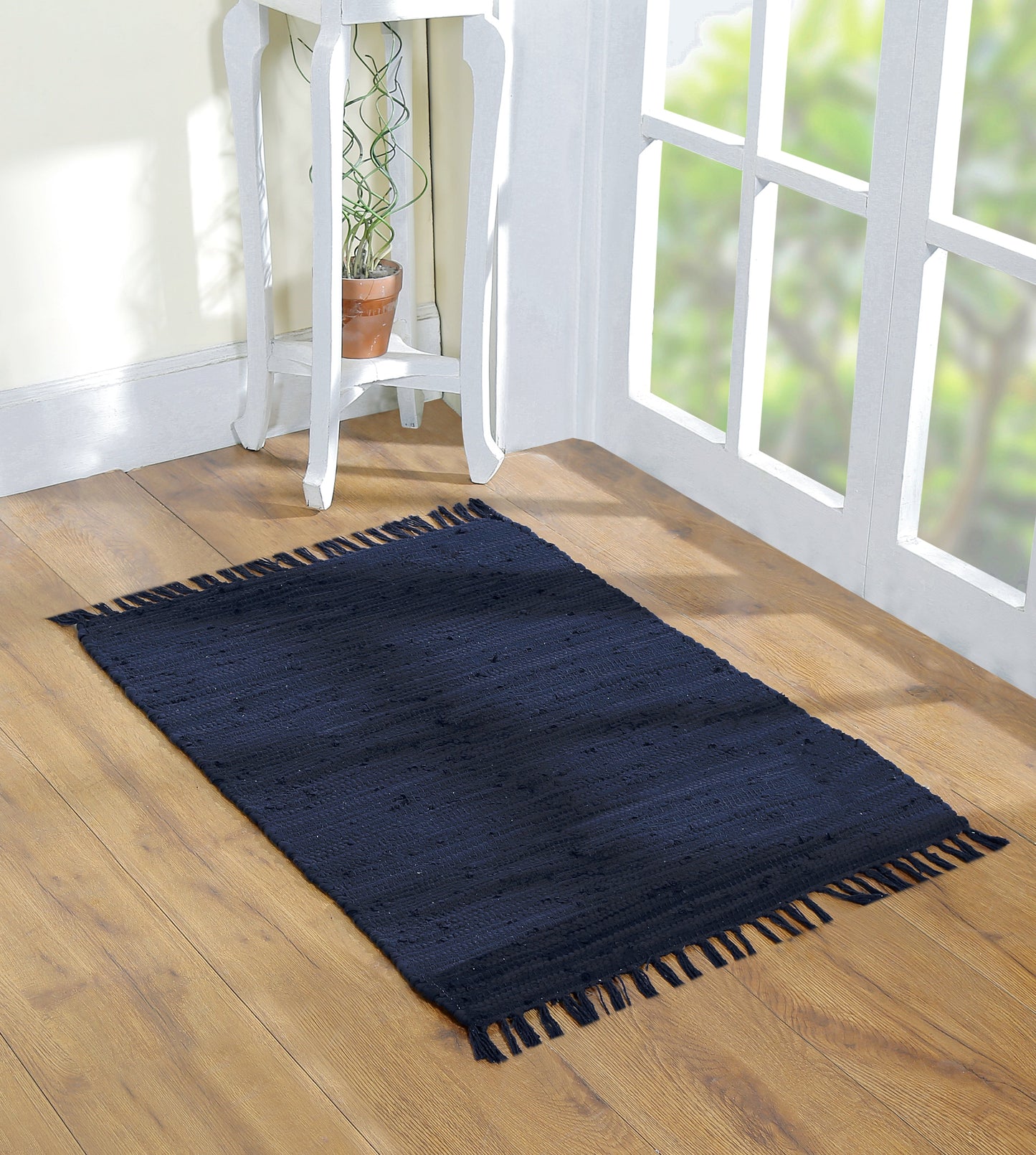 Cotton Rag Rug 24x36'' | 2x3' Multicolor Area Rugs- Hand Woven Washable & Reversible for Living Room Kitchen Entryway Throw Rug with Tassel