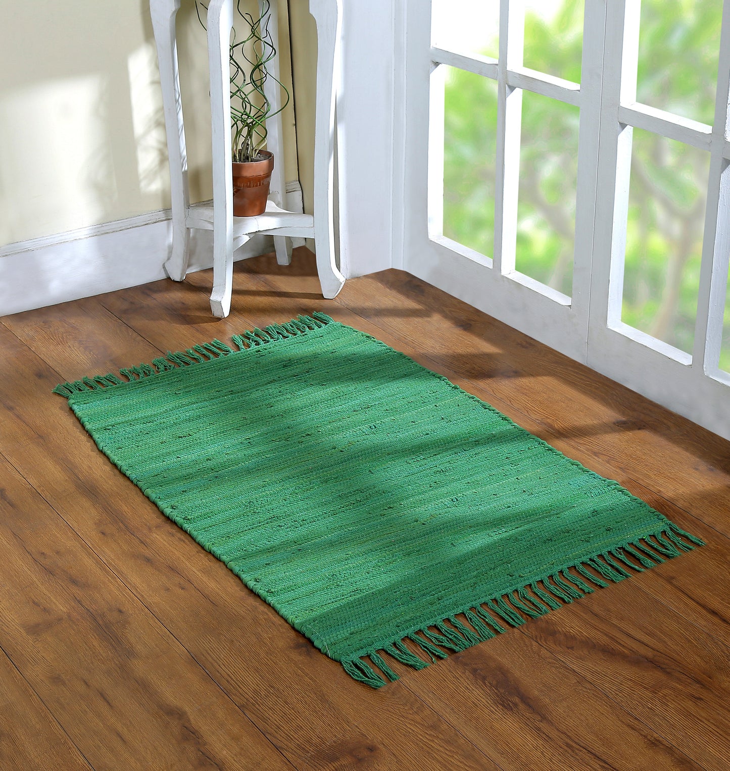 Cotton Rag Rug 24x36'' | 2x3' Multicolor Area Rugs- Hand Woven Washable & Reversible for Living Room Kitchen Entryway Throw Rug with Tassel