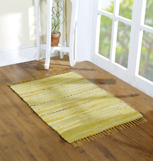 Handcrafted Vibrant Cotton Rug 24x36" – Washable, Reversible, with Tassels for Any Room - 24''x36''