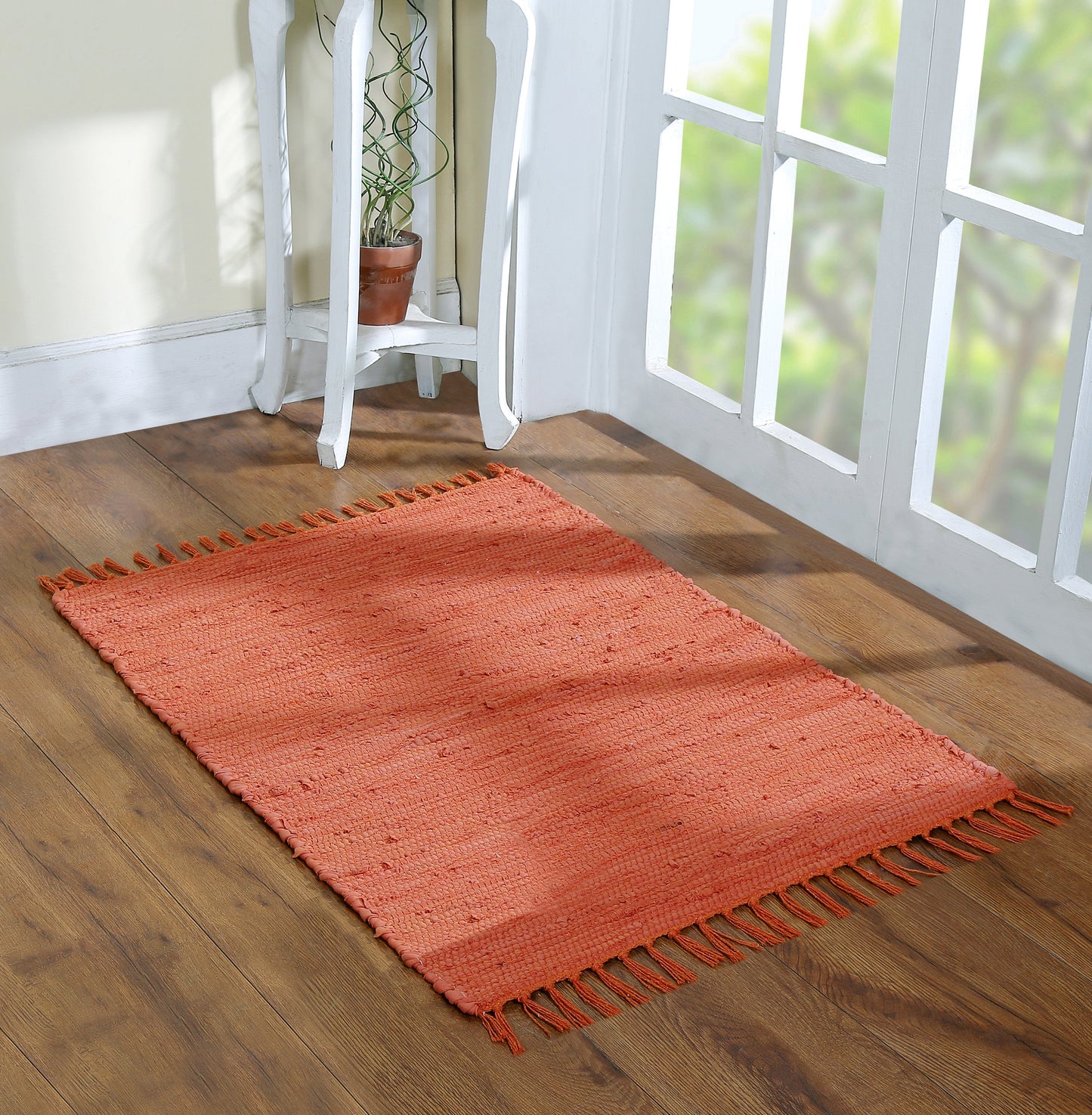 Cotton Rag Rug 24x36'' | 2x3' Multicolor Area Rugs- Hand Woven Washable & Reversible for Living Room Kitchen Entryway Throw Rug with Tassel