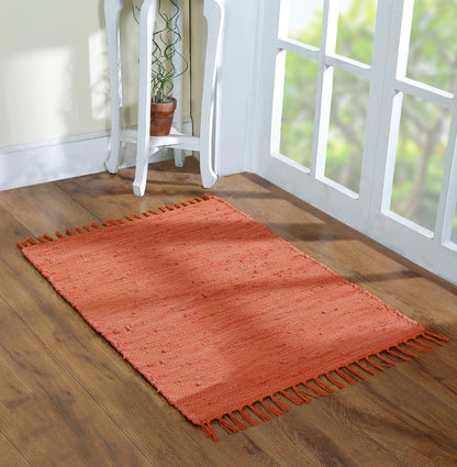Cotton Rag Rug 24x36'' | 2x3' Multicolor Area Rugs- Hand Woven Washable & Reversible for Living Room Kitchen Entryway Throw Rug with Tassel