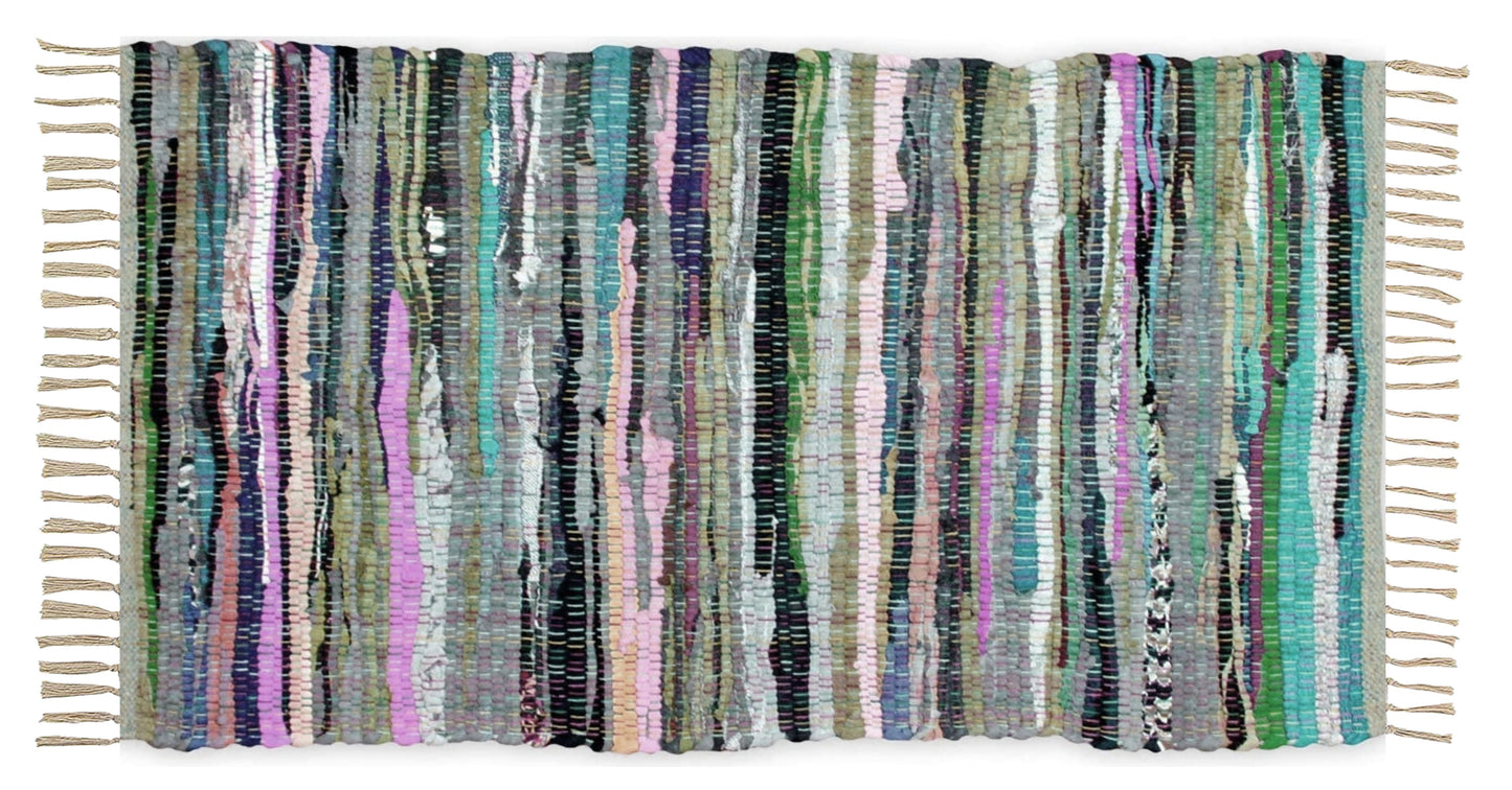 100% Cotton Rag Rug 24x36 - Multicolor Chindi Rug - Hand Woven & Reversible for Living Room Kitchen Entryway Rug