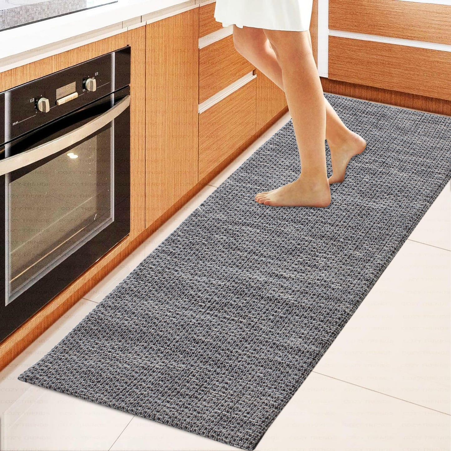 Cotton Woven Anti-Fatigue Cushioned Kitchen Mat Runner Working Mat Runner Rug Anti Slip (18''x48'') Comfort and Style