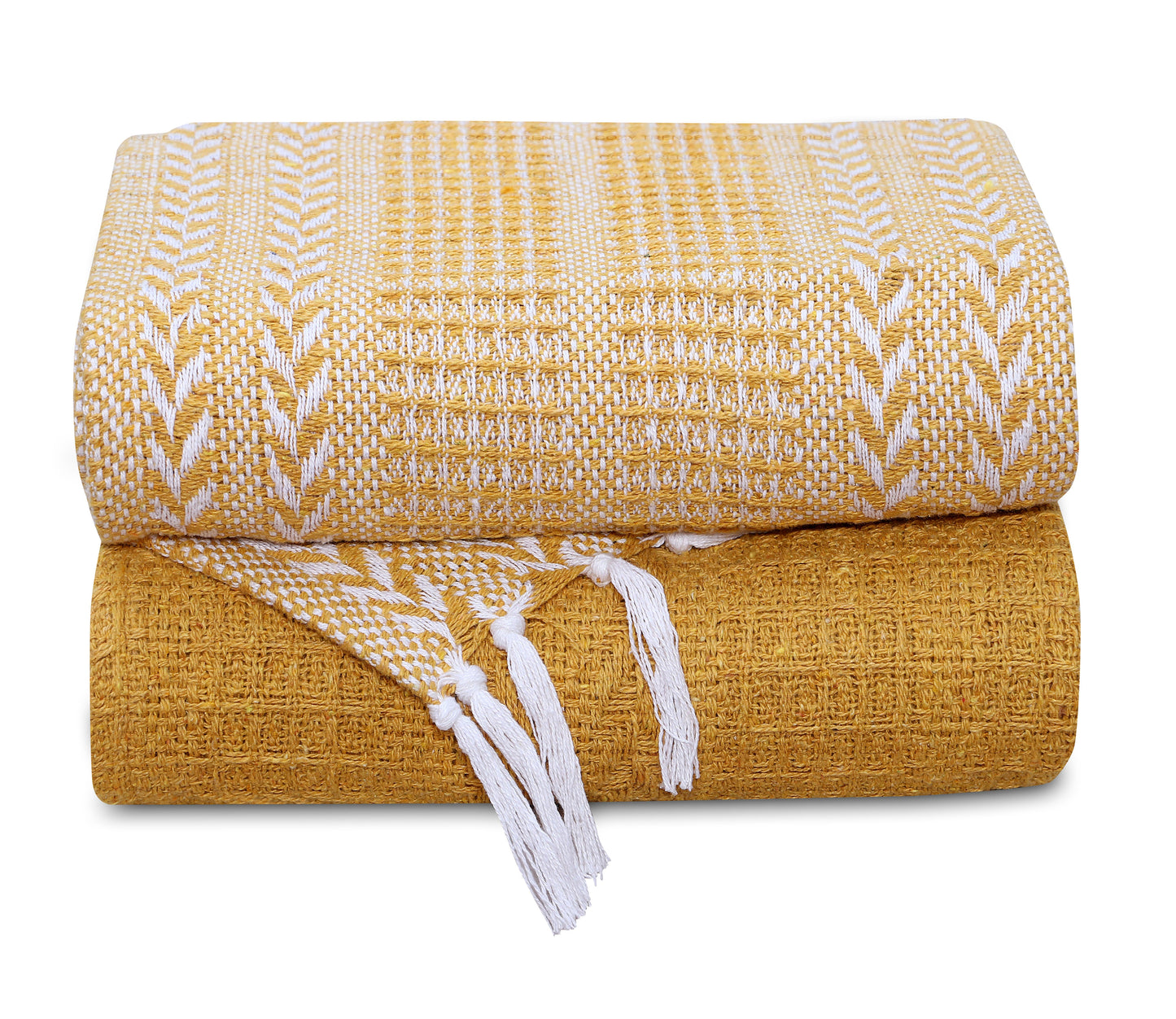 Cotton Hand Woven Soft Cozy Warm Lightweight Batik Throw Blanket for Couch | Sofa | Bed | 50’’x60’’ Inches (Set of 2)