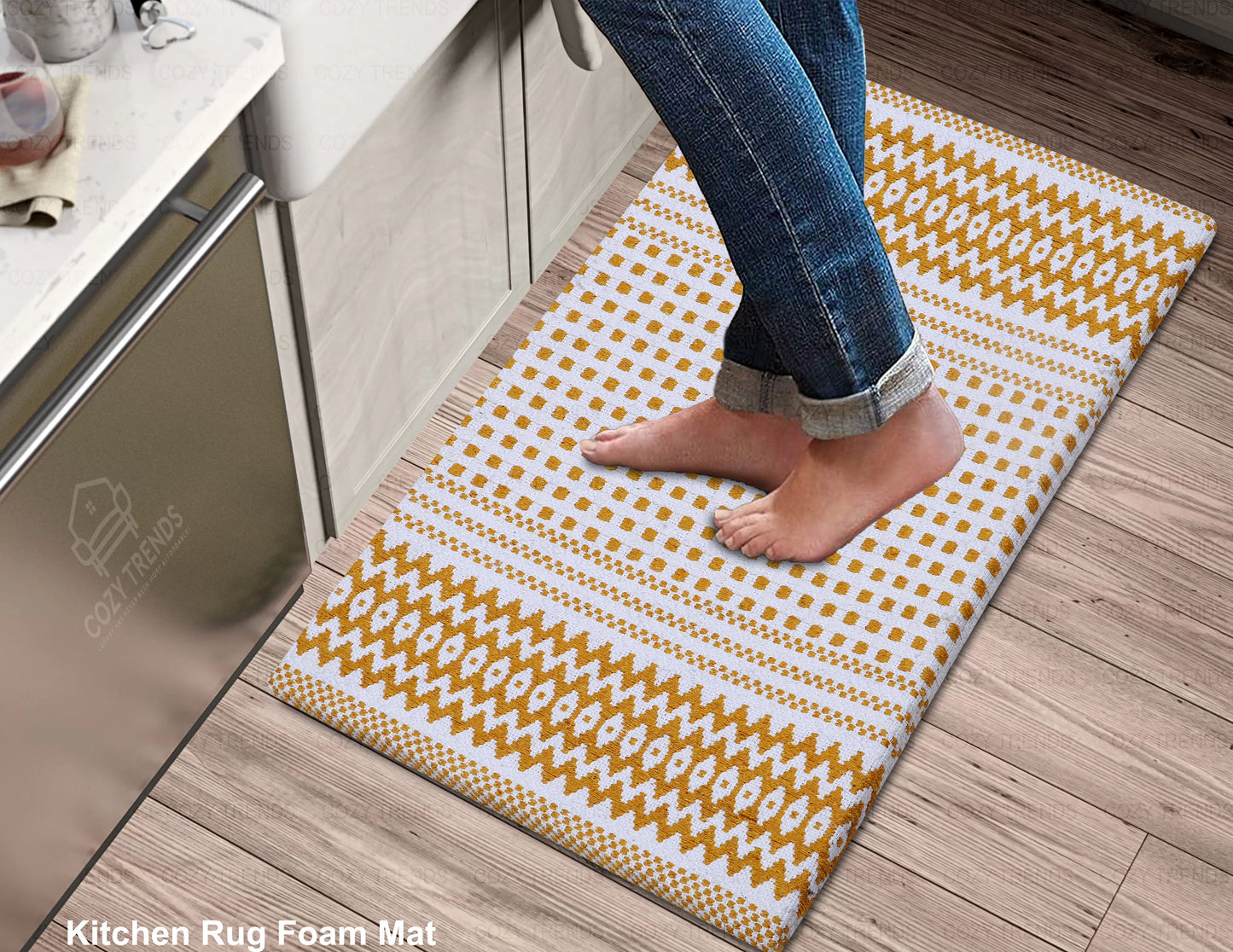 Kitchen Mat Cushioned Anti-Fatigue Kitchen Rug, Waterproof Non-Slip Kitchen Mats and Rugs Heavy Duty Comfort Foam Rug for Kitchen, Floor Home, Office, Sink, Laundry