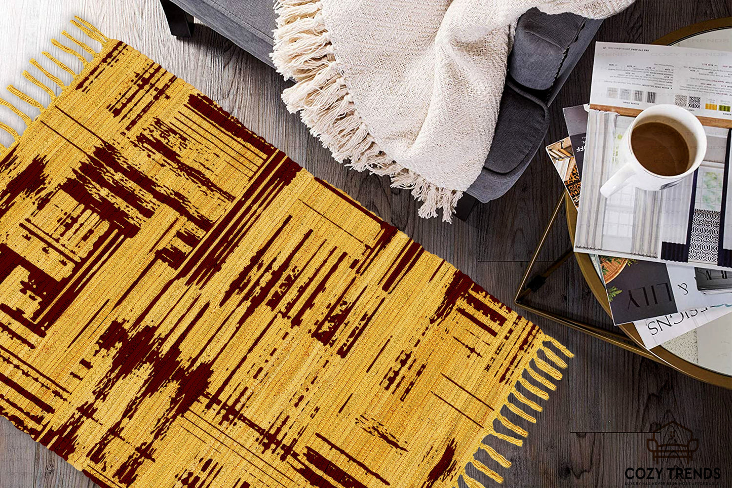 Cotton Printed Hand Woven Area Rug Rag for Hallway | Kitchen | Living Room - 24''x36'' | 2'x3'