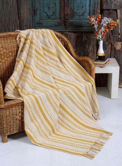 Handwoven Cotton Boho Throw Blanket with Tassels – All Season Throw for Decorative Luxury in Living Room or Bedroom, Soft Cozy Couch Sofa Bed Blanket, 50x60 Inches