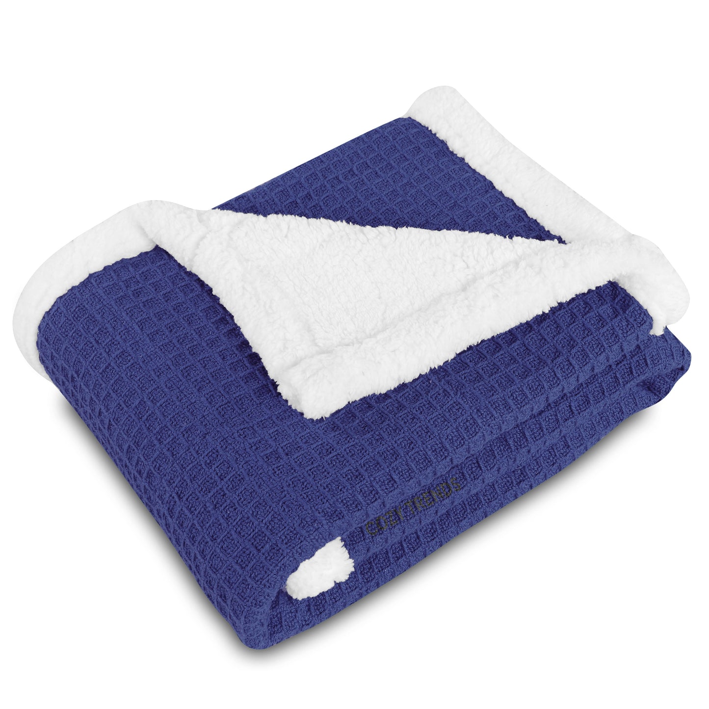 Luxurious Cotton Unisex Baby Blanket Waffle Weave with Sherpa Backing Soft Cozy 30''x40'' Receiving Crib Stroller Nap Blanket