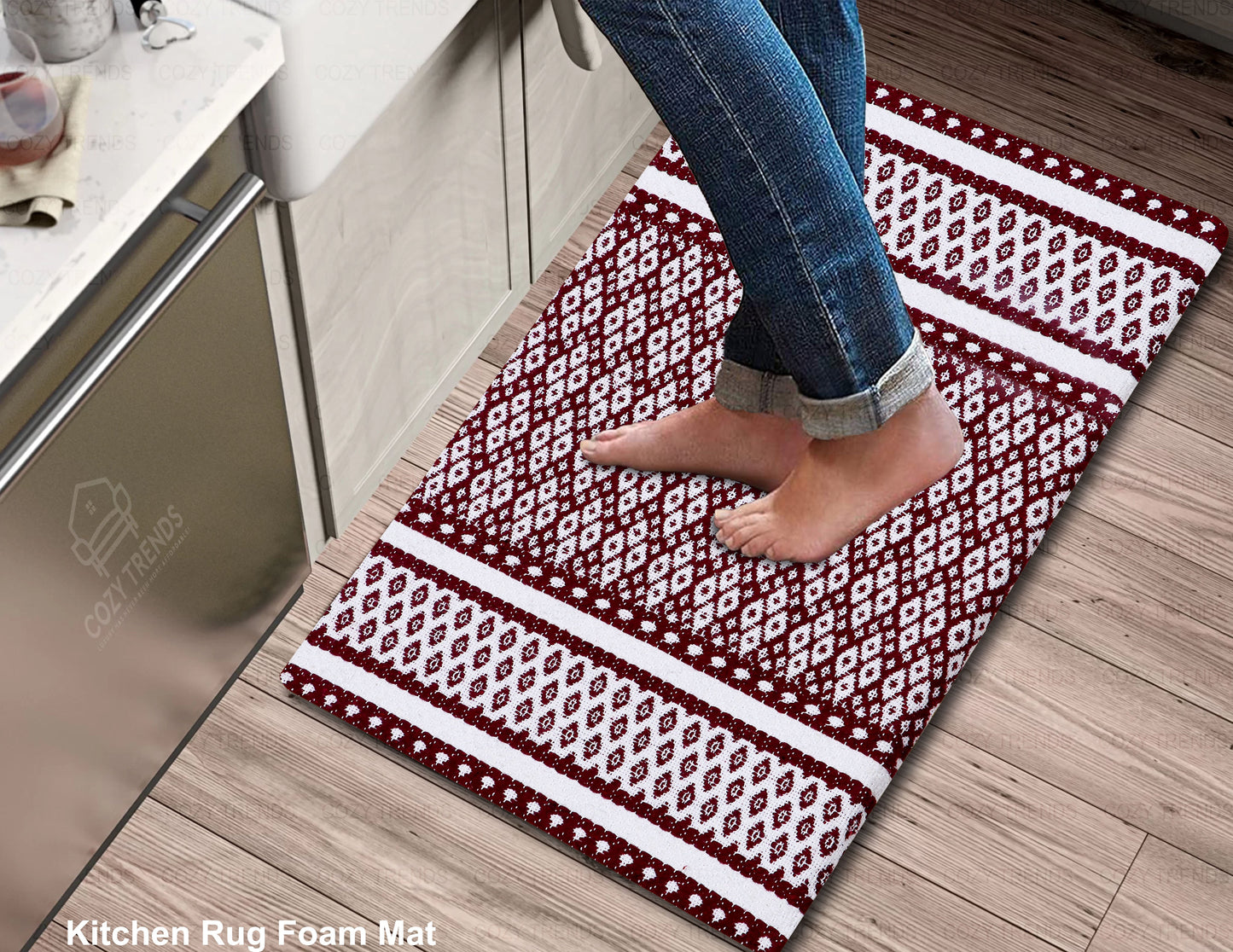 Kitchen Mat Cushioned Anti-Fatigue Kitchen Rug, Waterproof Non-Slip Kitchen Mats and Rugs Heavy Duty Comfort Foam Rug for Kitchen, Floor Home, Office, Sink, Laundry