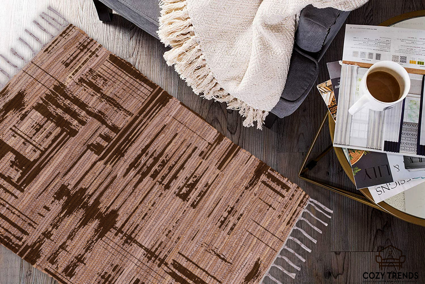 Cotton Printed Hand Woven Area Rug Rag for Hallway | Kitchen | Living Room - 24''x36'' | 2'x3'