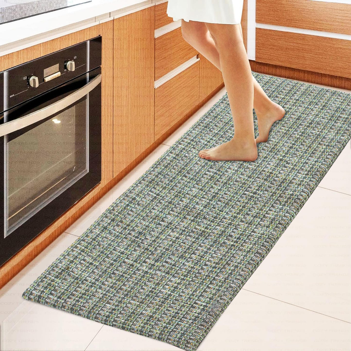 Cotton Woven Anti-Fatigue Cushioned Kitchen Mat Runner Working Mat Runner Rug Anti Slip (18''x48'') Comfort and Style