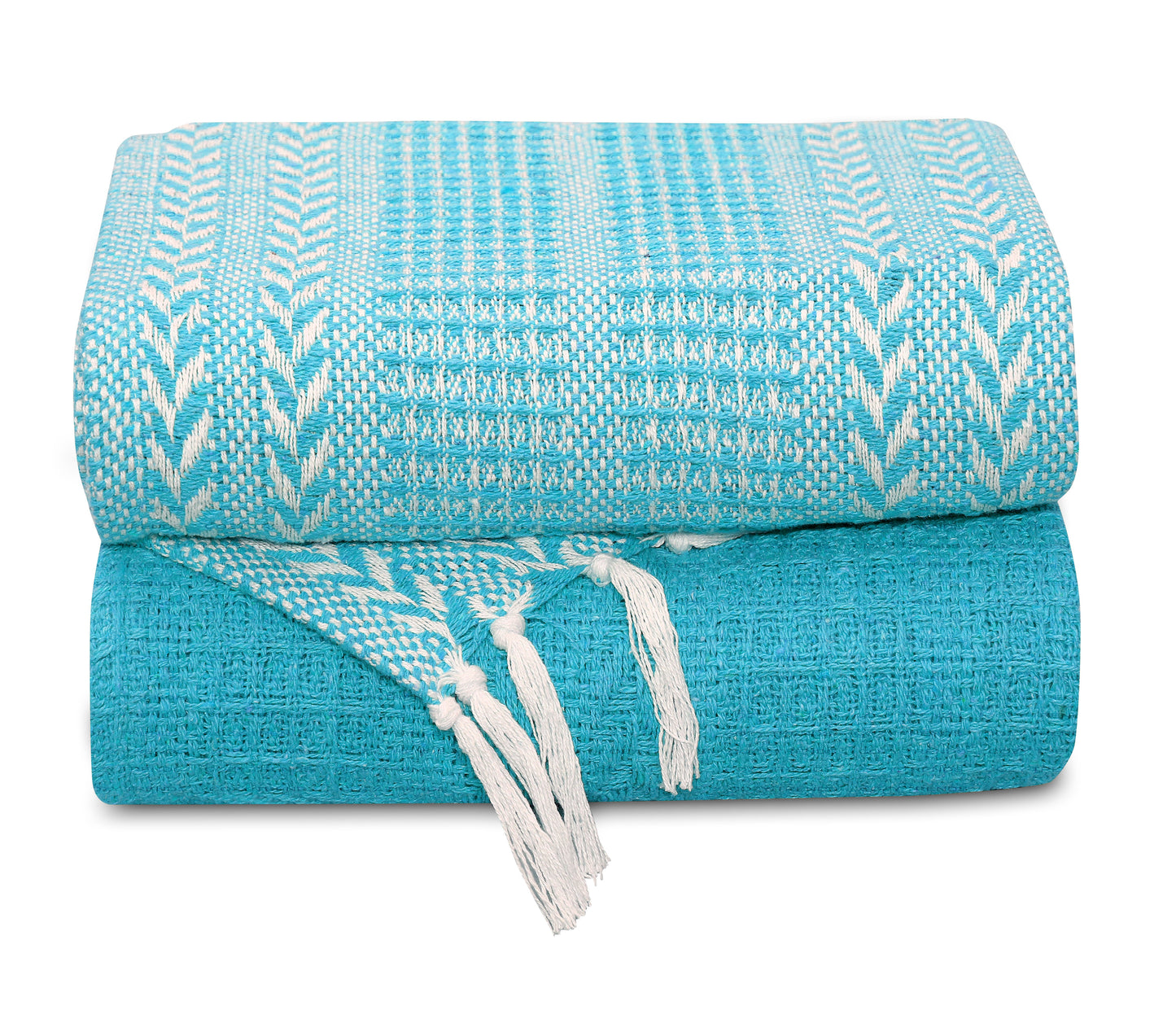 Cotton Hand Woven Soft Cozy Warm Lightweight Batik Throw Blanket for Couch | Sofa | Bed | 50’’x60’’ Inches (Set of 2)