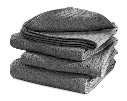 100% Fine Cotton Blanket Luxurious Basket Weave Stylish Design Soft Cozy and Comfortable All Season Light Weight Spread Quilt Bed & Couch/Sofa