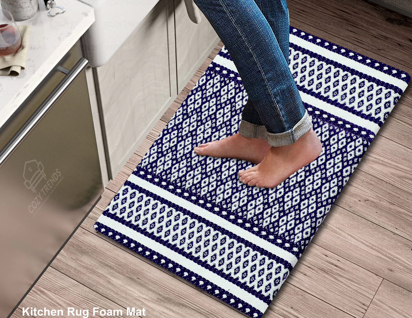 Kitchen Mat Cushioned Anti-Fatigue Kitchen Rug, Waterproof Non-Slip Kitchen Mats and Rugs Heavy Duty Comfort Foam Rug for Kitchen, Floor Home, Office, Sink, Laundry