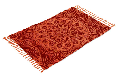 Cotton Printed Mandala Rag Rug 24''x36''- 2x3'- Multicolor Chindi Rug - Hand Woven Washable & Reversible for Living Room Kitchen Entryway Bedroom Rug Rag with Tassel