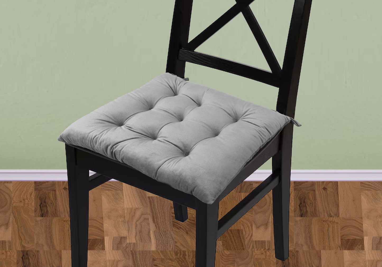 Handmade Velvet Chair Seat Pads Cushions Tufted with Ties - 16''x16'' | 3'' Thick (