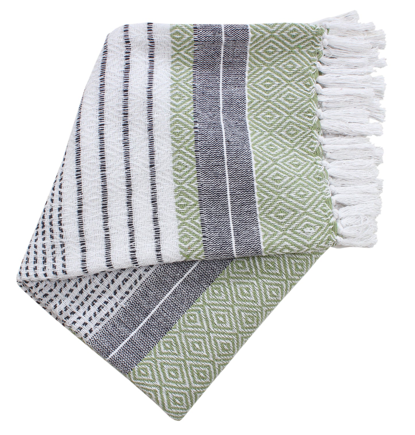 Handwoven Cotton Boho Throw Blanket with Tassels – All Season Throw for Decorative Luxury in Living Room or Bedroom, Soft Cozy Couch Sofa Bed Blanket, 50x60 Inches