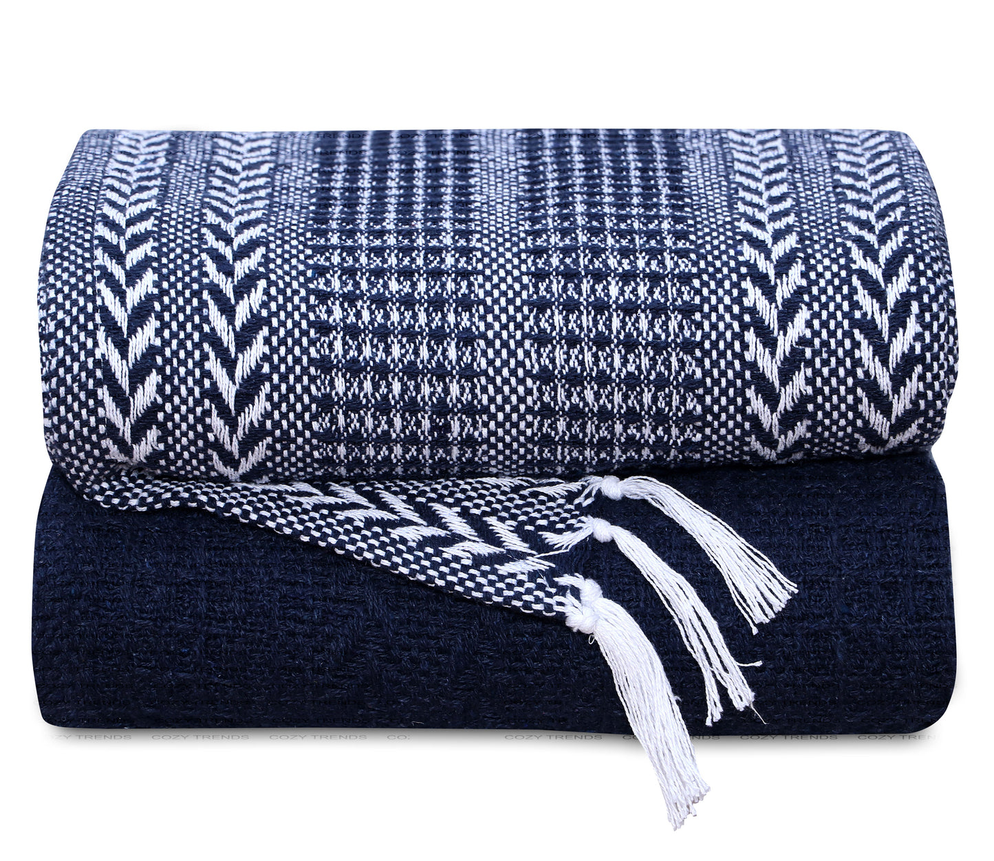 Cotton Hand Woven Soft Cozy Warm Lightweight Batik Throw Blanket for Couch | Sofa | Bed | 50’’x60’’ Inches (Set of 2)