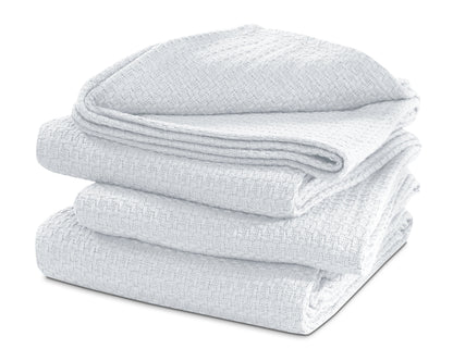 100% Fine Cotton Blanket Luxurious Basket Weave Stylish Design Soft Cozy and Comfortable All Season Light Weight Spread Quilt Bed & Couch/Sofa