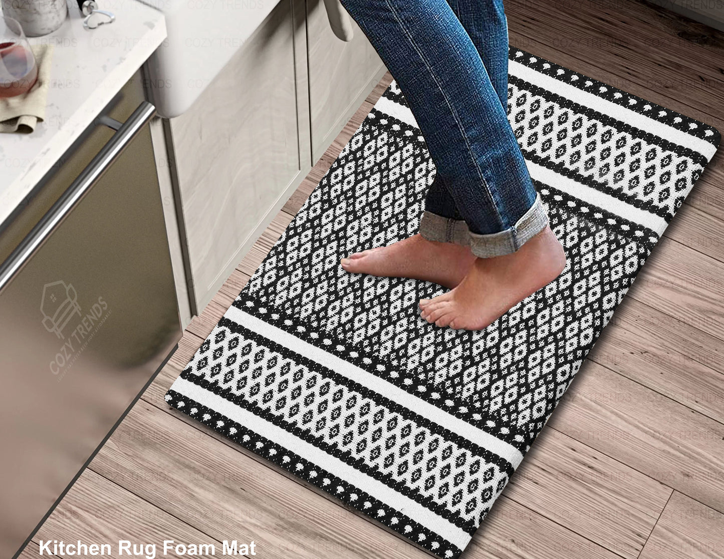 Kitchen Mat Cushioned Anti-Fatigue Kitchen Rug, Waterproof Non-Slip Kitchen Mats and Rugs Heavy Duty Comfort Foam Rug for Kitchen, Floor Home, Office, Sink, Laundry