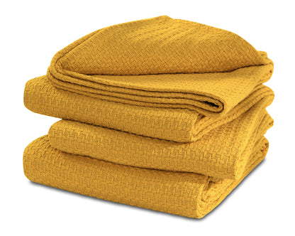100% Fine Cotton Blanket Luxurious Basket Weave Stylish Design Soft Cozy and Comfortable All Season Light Weight Spread Quilt Bed & Couch/Sofa
