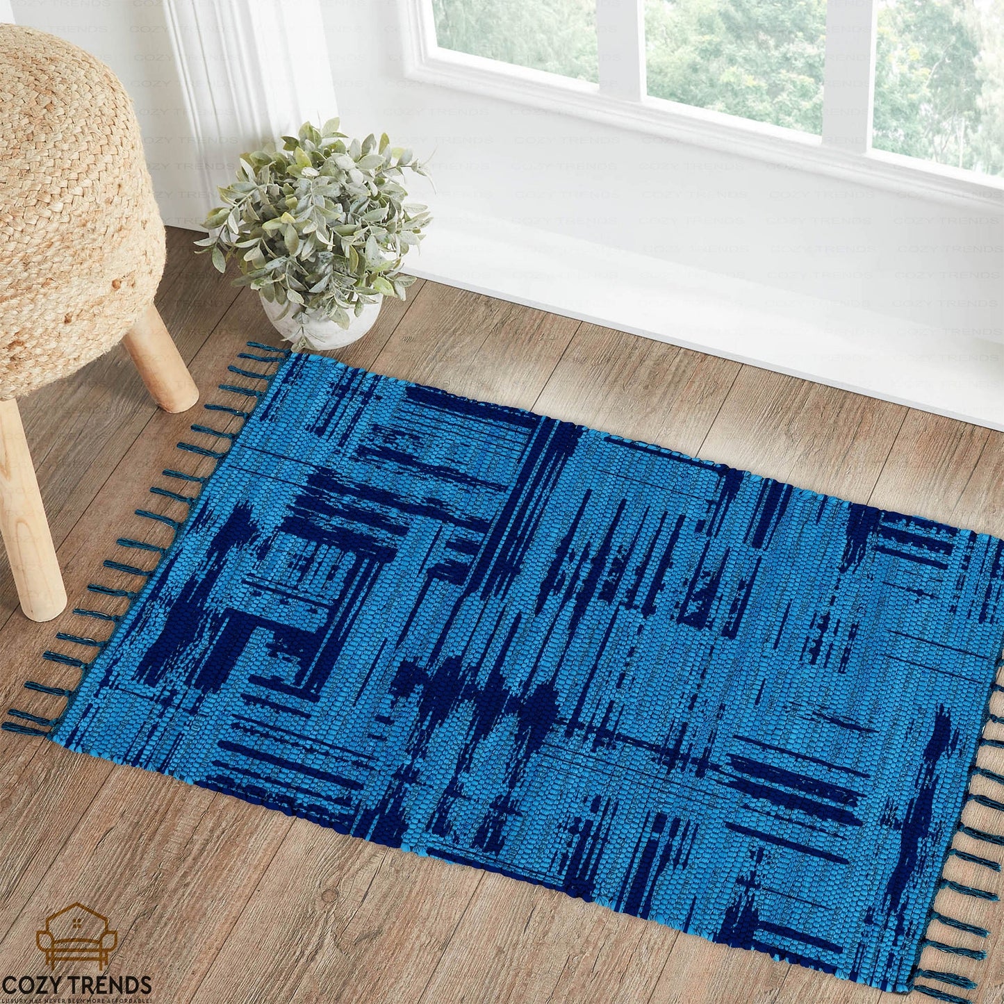 Cotton Printed Hand Woven Area Rug Rag for Hallway | Kitchen | Living Room - 24''x36'' | 2'x3'