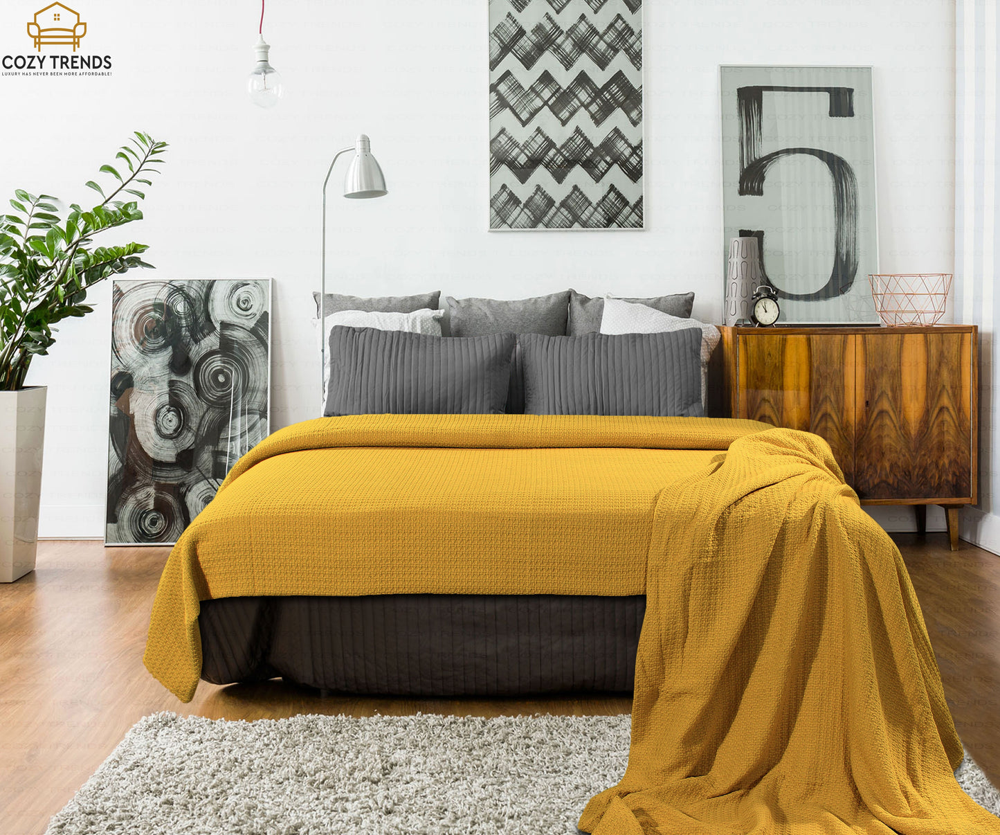 100% Fine Cotton Blanket Luxurious Basket Weave Stylish Design Soft Cozy and Comfortable All Season Light Weight Spread Quilt Bed & Couch/Sofa