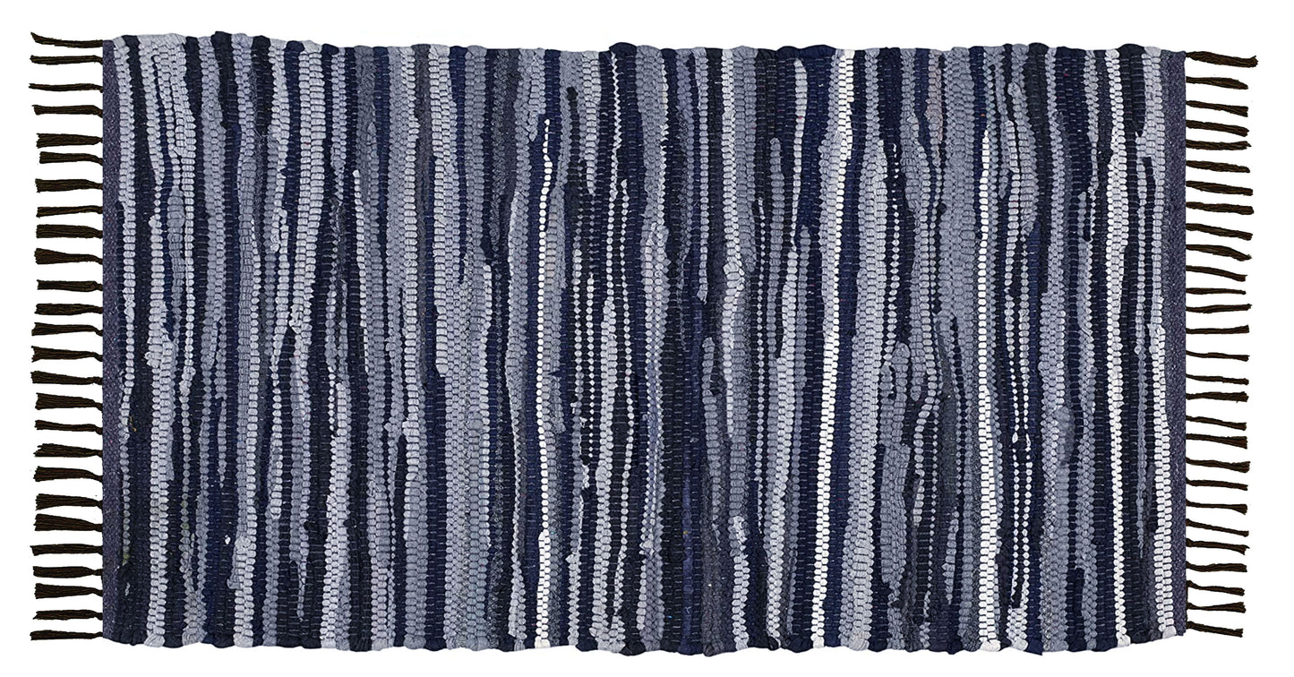 100% Cotton Rag Rug 24x36 - Multicolor Chindi Rug - Hand Woven & Reversible for Living Room Kitchen Entryway Rug