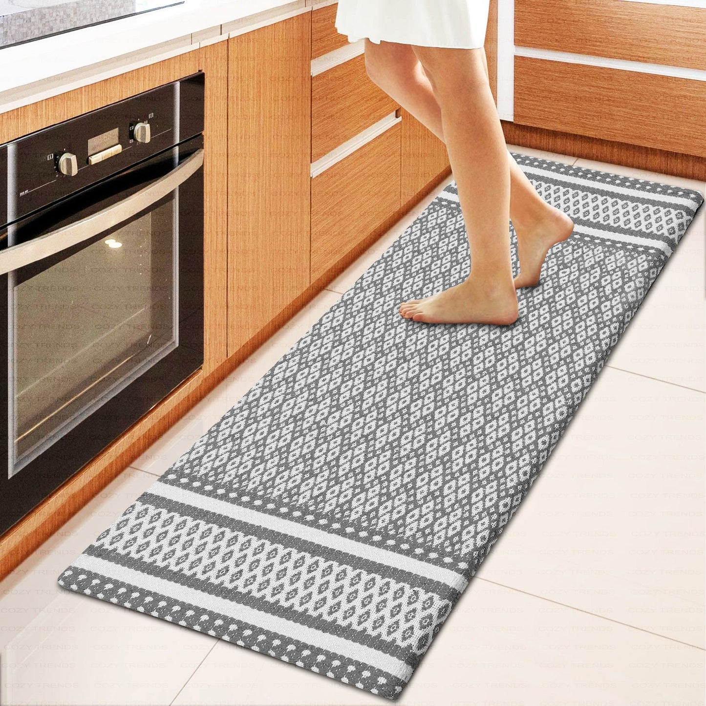 Anti-Fatigue Kitchen Mat Runner Cushioned Kitchen Rug, Waterproof Non-Slip Standing Kitchen Mats and Rugs Comfort Foam Rug Runner for Kitchen, Floor Home, Office, Sink, Laundry - 18x48''