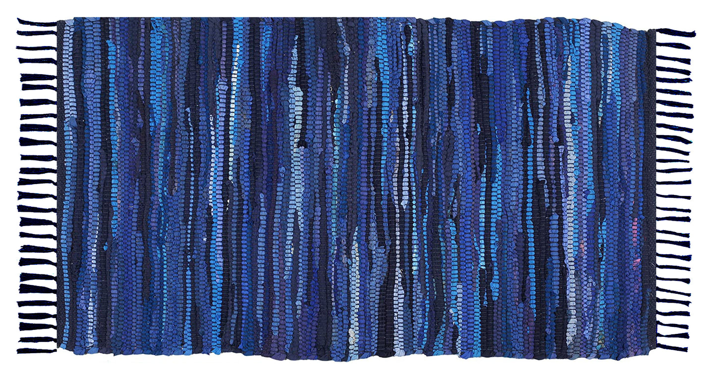 100% Cotton Rag Rug 24x36 - Multicolor Chindi Rug - Hand Woven & Reversible for Living Room Kitchen Entryway Rug