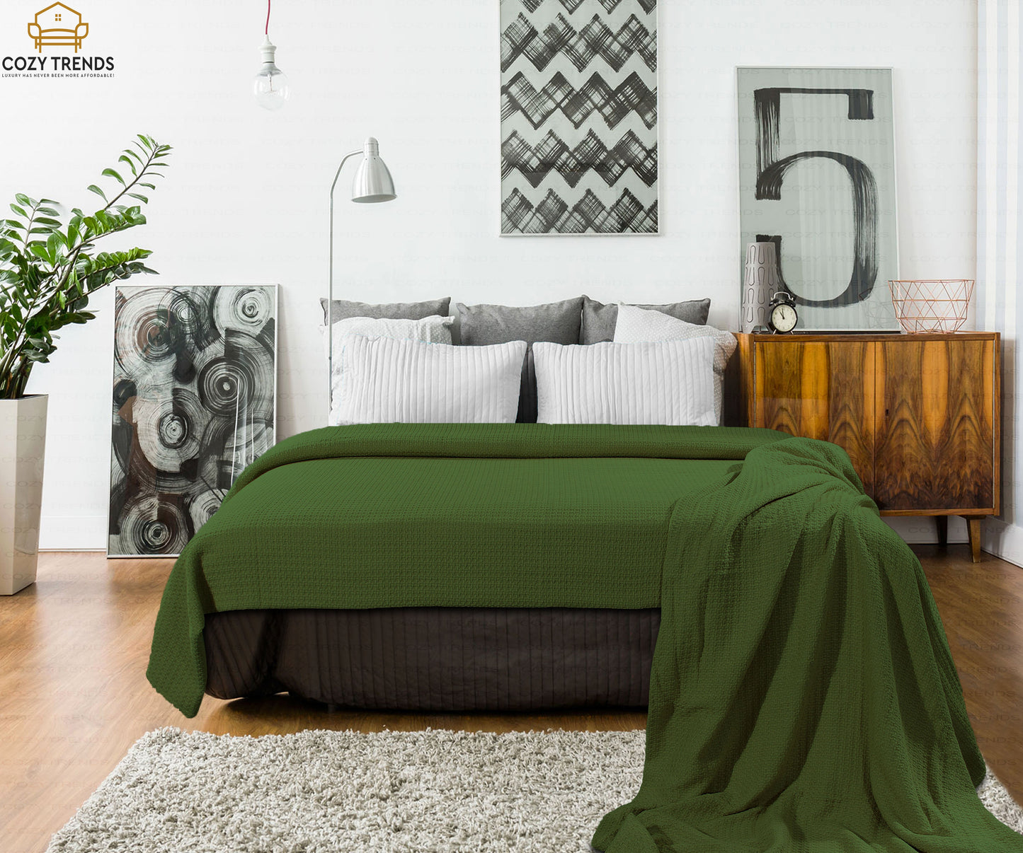 100% Fine Cotton Blanket Luxurious Basket Weave Stylish Design Soft Cozy and Comfortable All Season Light Weight Spread Quilt Bed & Couch/Sofa