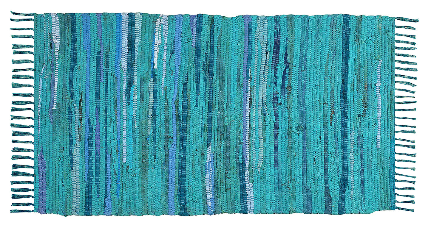 100% Cotton Rag Rug 24x36 - Multicolor Chindi Rug - Hand Woven & Reversible for Living Room Kitchen Entryway Rug