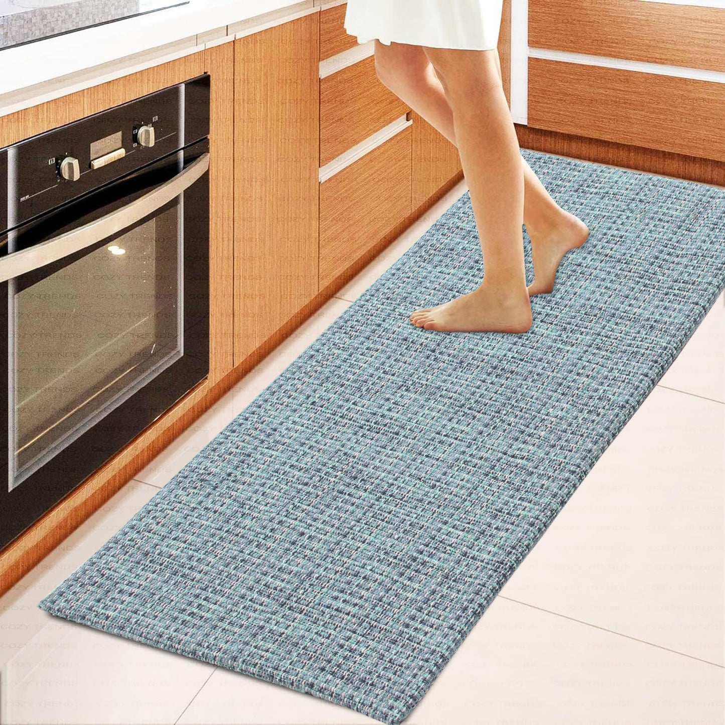 Cotton Woven Anti-Fatigue Cushioned Kitchen Mat Runner Working Mat Runner Rug Anti Slip (18''x48'') Comfort and Style