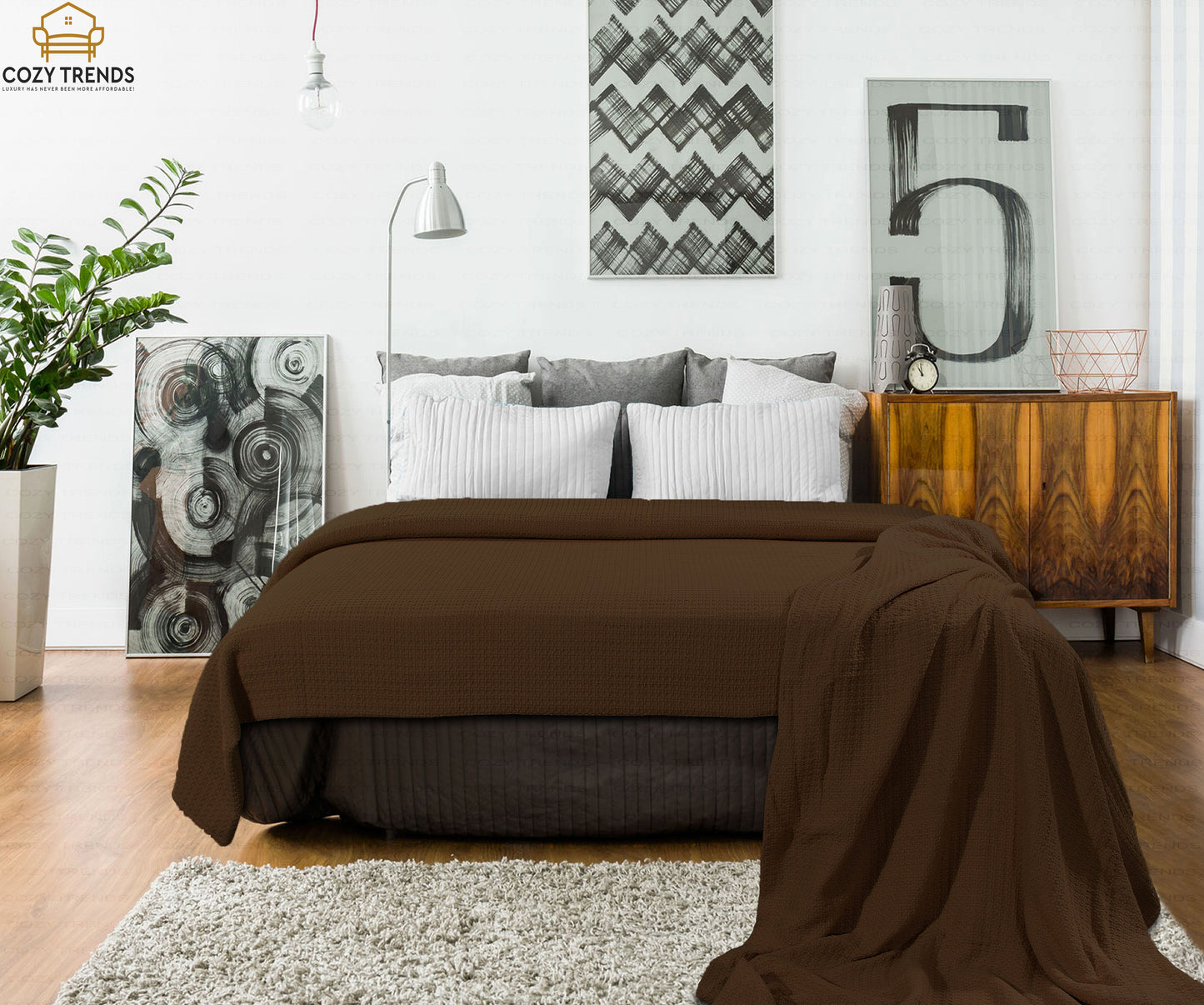 100% Fine Cotton Blanket Luxurious Basket Weave Stylish Design Soft Cozy and Comfortable All Season Light Weight Spread Quilt Bed & Couch/Sofa