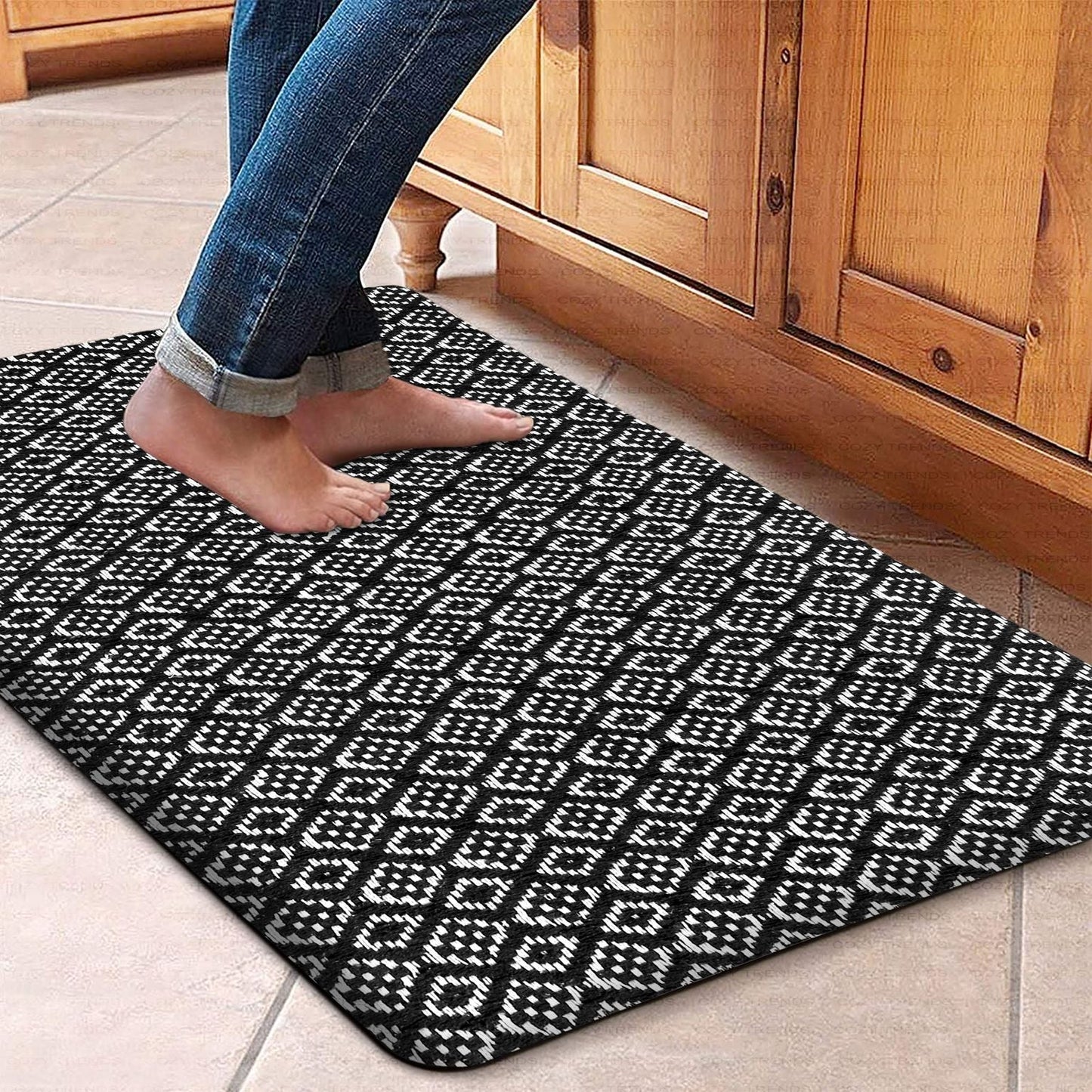 Kitchen Mat Cushioned Anti-Fatigue Kitchen Rug, Waterproof Non-Slip Kitchen Mats and Rugs Heavy Duty Comfort Foam Rug for Kitchen, Floor Home, Office, Sink, Laundry