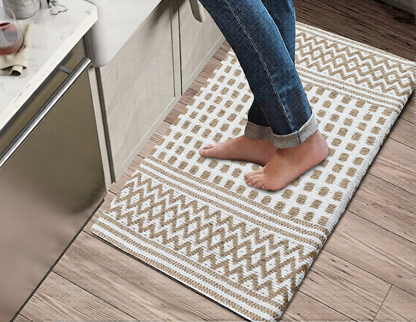 Luxurious Woven Cotton Cushioned Thiclk Kitchen Mat Rug - Anti-Fatigue, Anti-Skid - 18''x30''