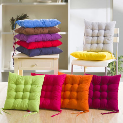 Handmade Velvet Chair Seat Pads Cushions Tufted with Ties - 16''x16'' | 3'' Thick (